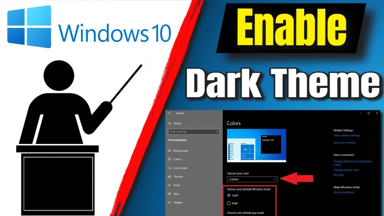 How To Enable Windows 10 Dark Theme - YouTube