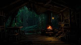 Build A Camping Bonfire In The Cave And Relax While Watching The Misty Storm Outside The Cave Door😴💤