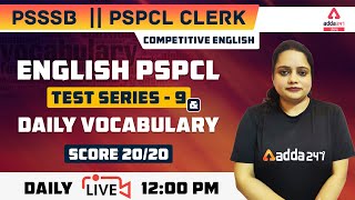 PSPCL Clerk Exam Preparation 2021, PSSSB | English | PSPCL Test Series #9