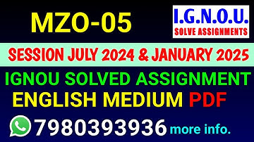 MZO 5 Solved Assignment 2024-25 English, MZO 5 Solved Assignment 24-25, MZO-05 Assignment