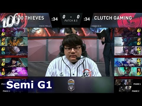 100 Thieves Vs Clutch Gaming | Game 1 Semi Finals S8 NA LCS Spring 2018 | 100 Vs CG G1