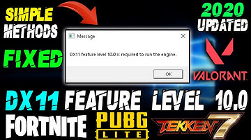How To Fix Fortnite DX11 Feature Level 10.0 is required to run the engine Fortnite,Valorant,PUBGLITE