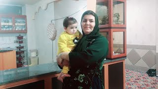 Razieh's sewing and cooking, and customers coming for Razieh