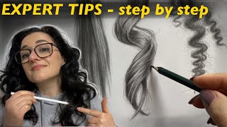 Unintentional ASMR / How To Draw 3 Types of Hair - step by step drawing tutorial screenshot 4