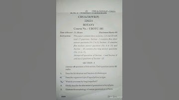 Question paper Of B.Sc. 1st Semester BOTANY Jammu University Winter Zone