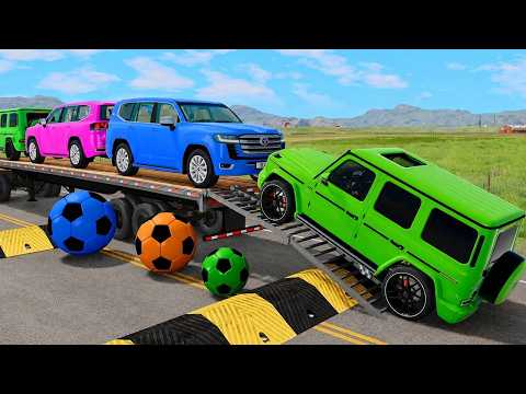 Flatbed Truck Mcqueen | Transportation with Truck - Pothole vs Car # - BeamNG.Drive#