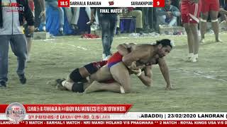 Final Match - Sarhala Ranuan V/s Surakhpur at Sarhala Ranuan (SBS NAGAR) Kabaddi Cup 2020