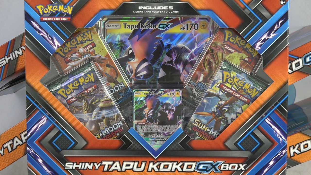 Pokemon: Sword & Shield - Shiny Tapu Koko GX Box [TCG 4 Packs] NEW