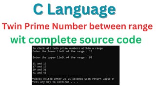 C language: Twin Prime Number | Twin Prime Number  in a Range #c #twinprime @ sudiptasirtutorial