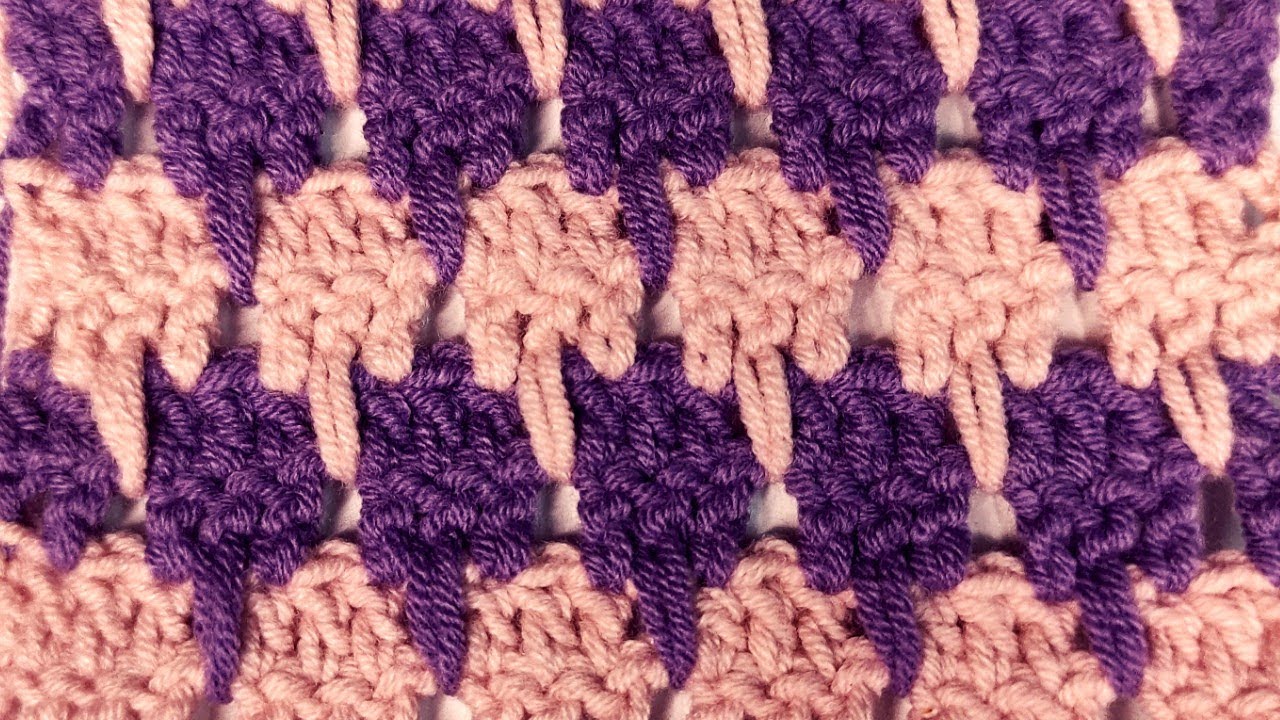 كروشيه غرزة قدم الطائر لعمل كوفيه /بطانيه/ مفرش/شال + كيفيه ادخال لون جديد |moory crochet