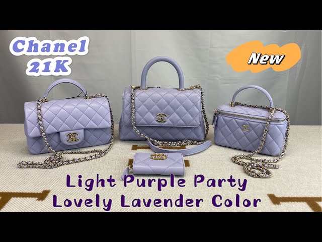 CHANEL Coco Handle Medium Flap 21K Light Purple Caviar Lilac