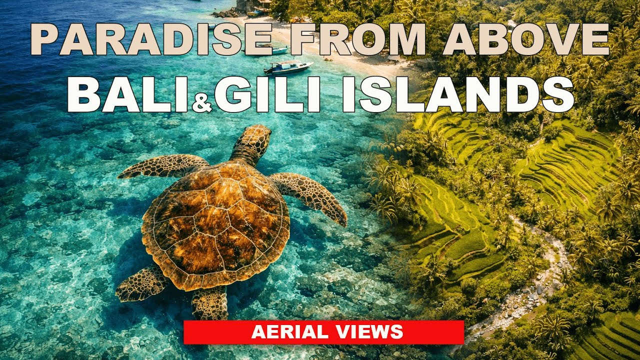 🇮🇩 Бали и острова Гили с высоты | Морские черепахи, рисовые террасы, джунгли и тропические пляжи 🐢🌴✨