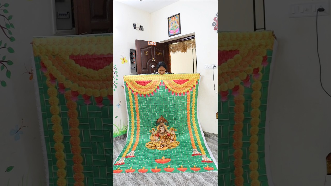 ✨Minivlog 🪷Traditional Backdrop screen for Varalakshmi Poojai | Varalakshmi Pooja 2025 #Shorts #tips