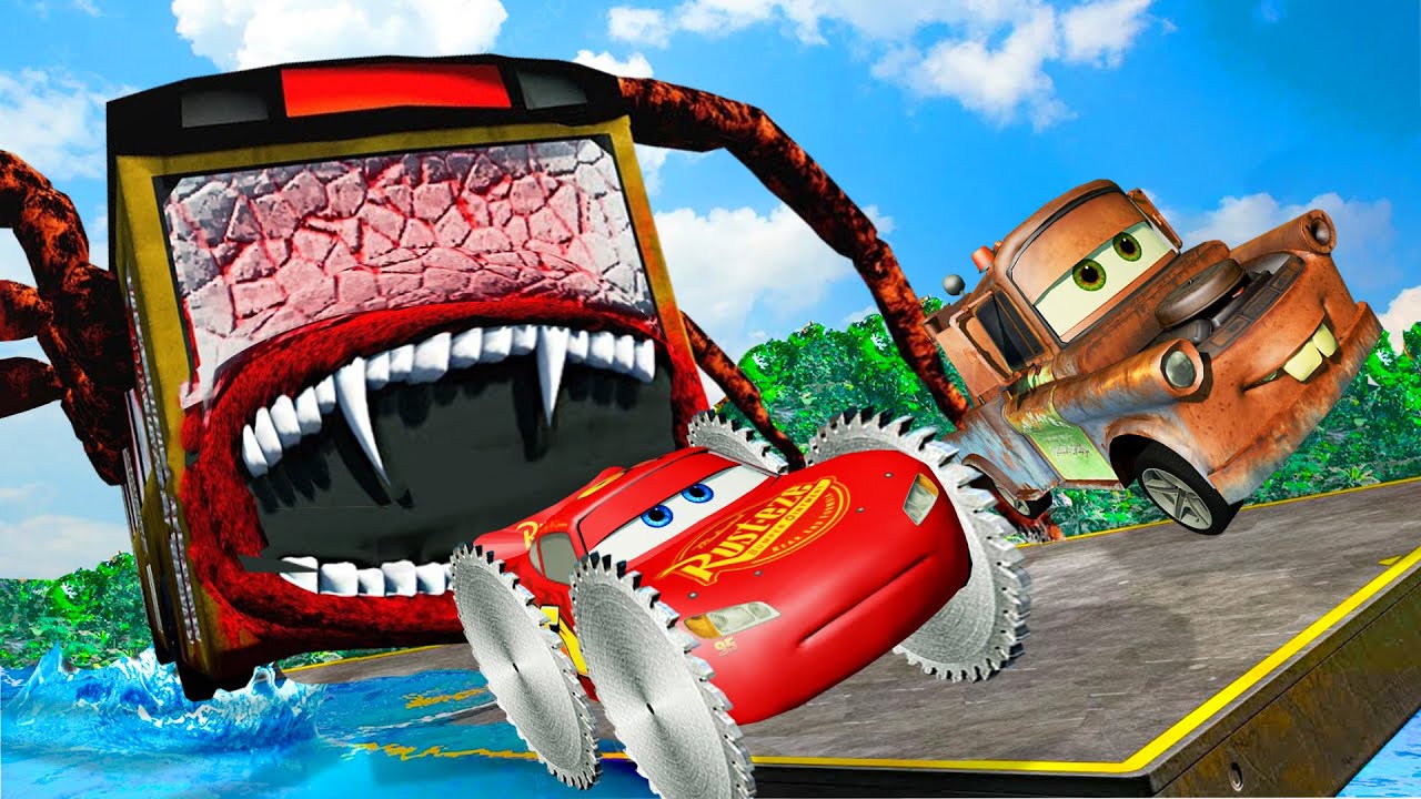 McQueen & Spider Car vs Zombie Mack – Surviving the Death Pit & Deadly Stream | BeamNG.drive