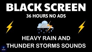🔴 Heavy Rain and Thunder Sounds for Sleeping - Black Screen | Thunderstorm Noise Blocking