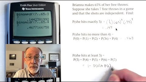 Binomial Probability II:  TI-84 Calculator Commands