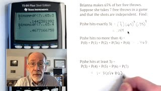 Binomial Probability II:  TI-84 Calculator Commands