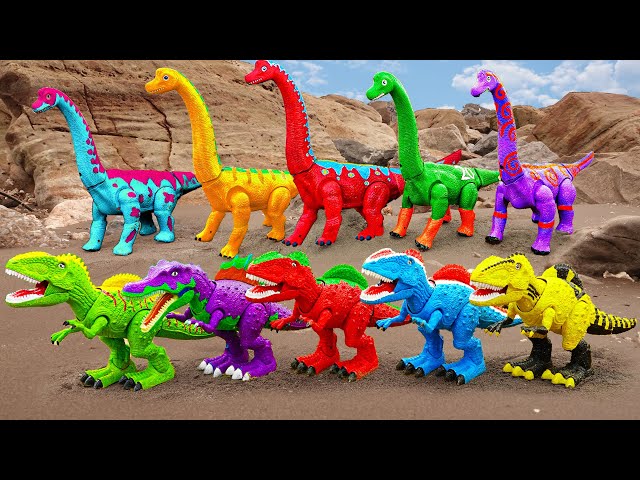 Dinosaurs for kids | T-Rex, Branchiosaurus rescue crocodiles eat
