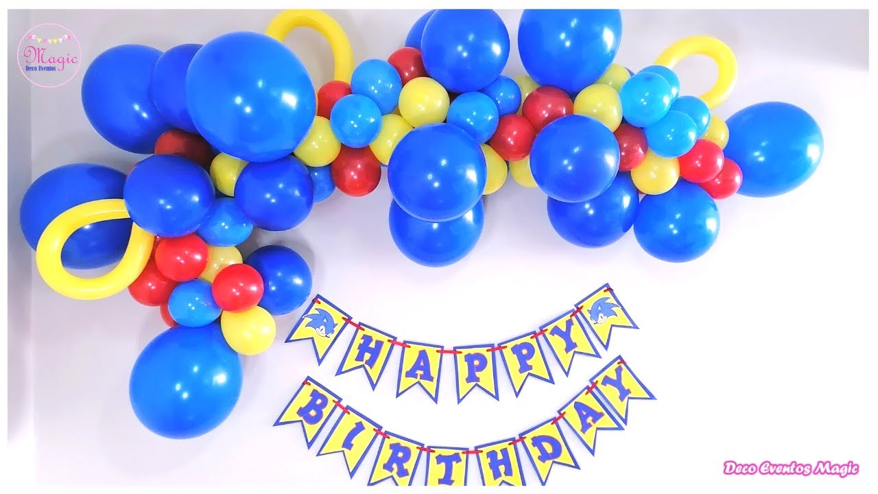 Guirnalda globos de la temática de Sonic / Sonic themed balloon garland 