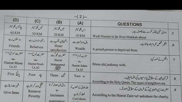9th class islamiyat sargodha board Mcqs (group 1) paper 2023