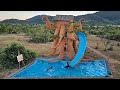 How to build amazing water slide to swimming pool by hand 100