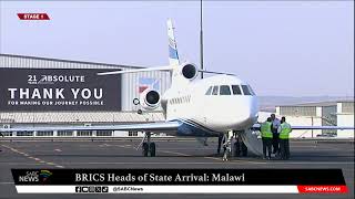 BRICS Summit I Malawian President Lazarus Chakwera arrives in SA