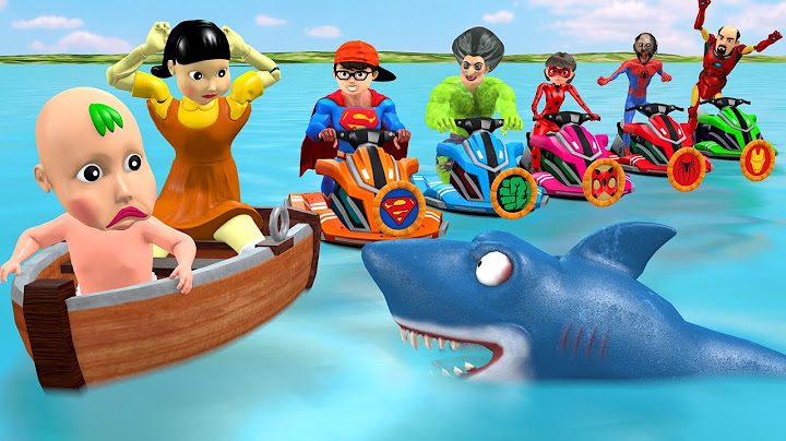 Scary Teacher 3D vs Squid Game Become Superhero Rescue Baby Doll Escape Sharks 5 Time Challenge