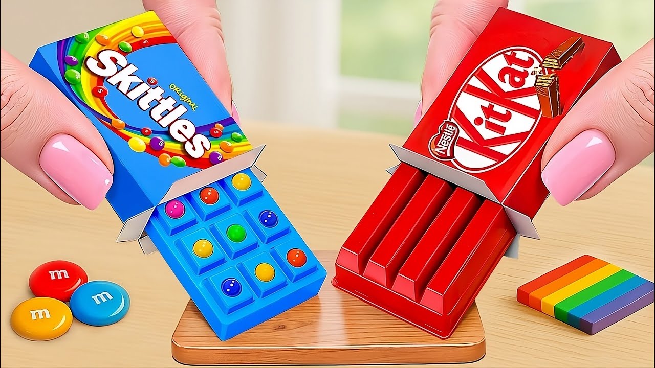 Satisfying Rainbow Skittles vs Red KitKat Cake 🍫 | Colorful Chocolate ...