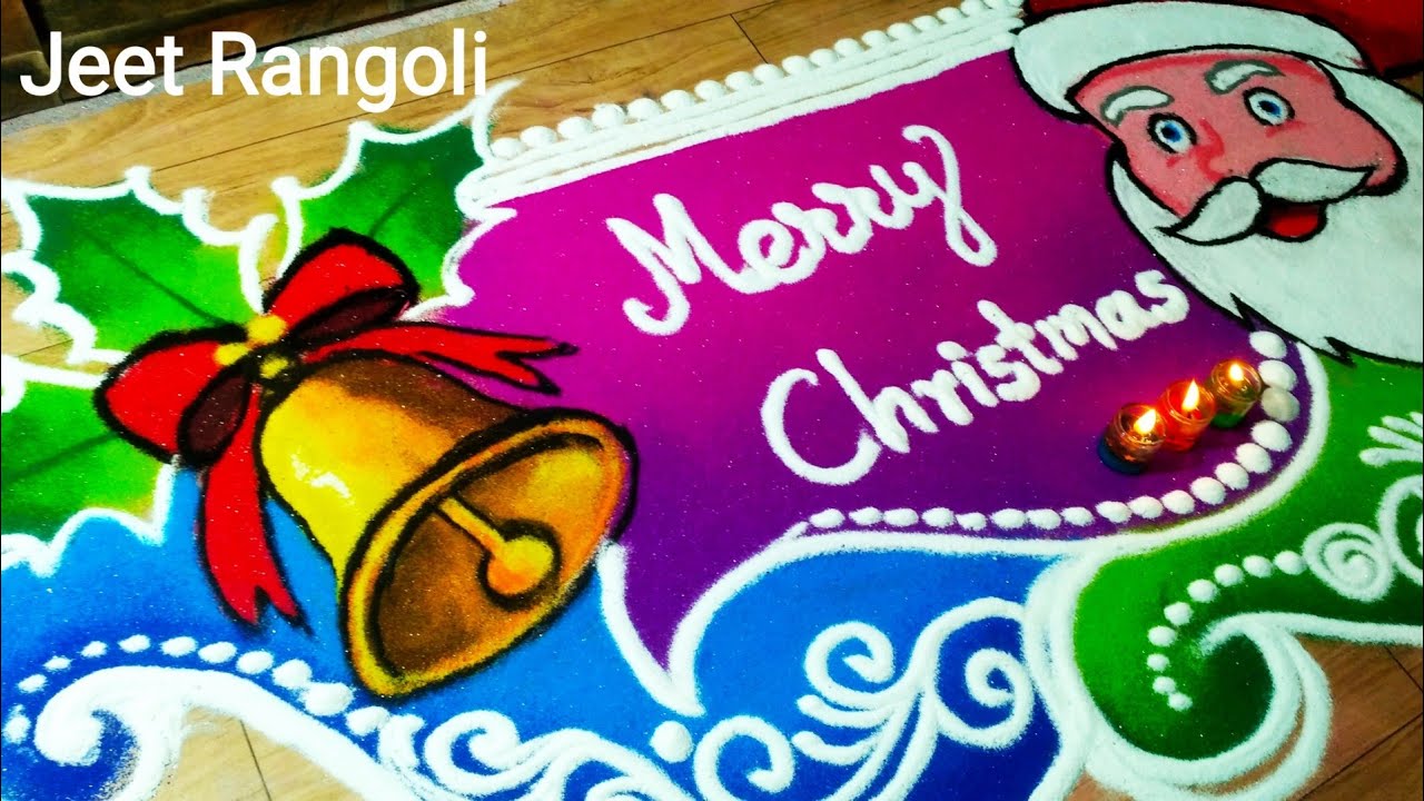 Merry Christmas special rangoli design. Santa Claus rangoli. - YouTube