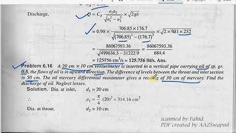 venturimeter placed vertical and inclined