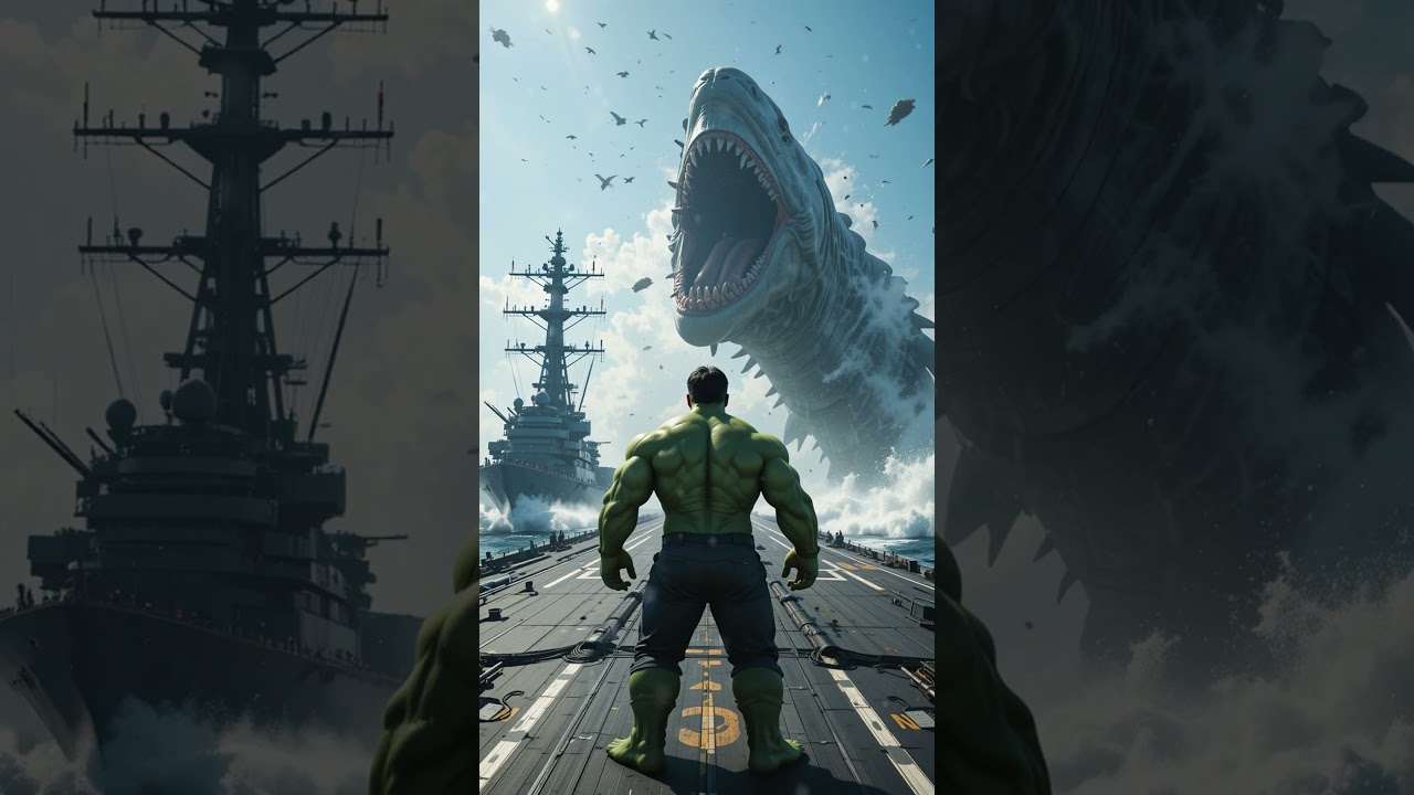 Hulk Battles Megalodon in the Ultimate Ocean War  Aircraft Carrier Under Siege