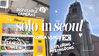 [korea vlog 5] solo in seoul! | myeongdong, isaac toast, laneige, nike, shopping, filmlog, cathedral