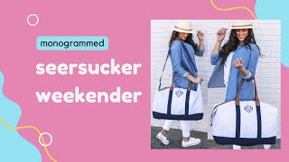 Monogrammed Seersucker Weekender