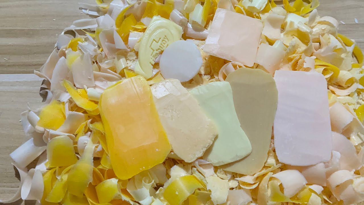 ASMR SOAPS 🧼 Plates Soaps 🧼 Mix the small pieces of the soap well 🧡💛🤍