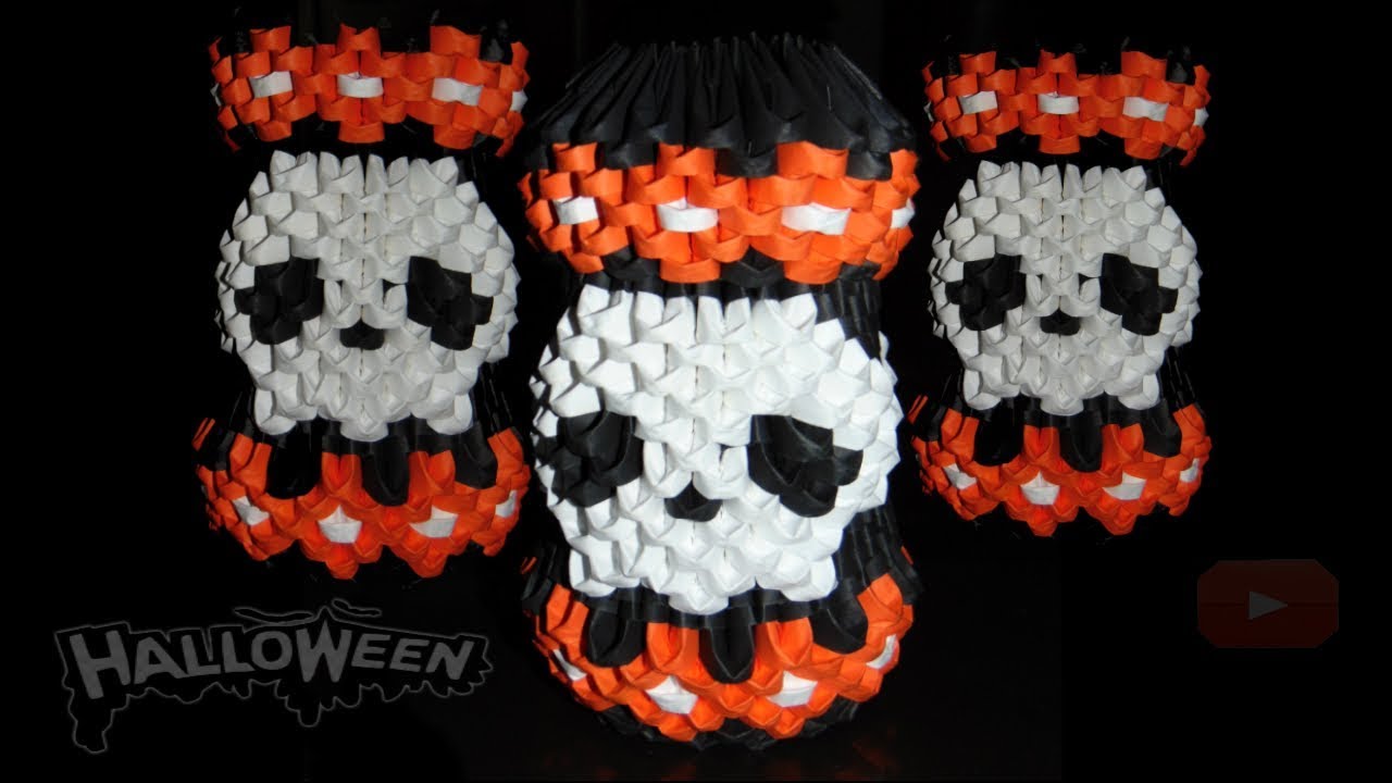 Vasija o Vaso CALAVERA 3D Origami - HALLOWEEN