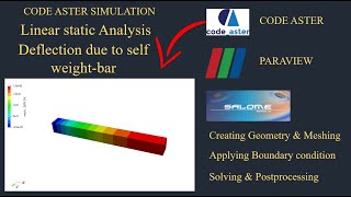 Axially loaded bar deflection due to self weight using cod aster|Salome meca tutorial|