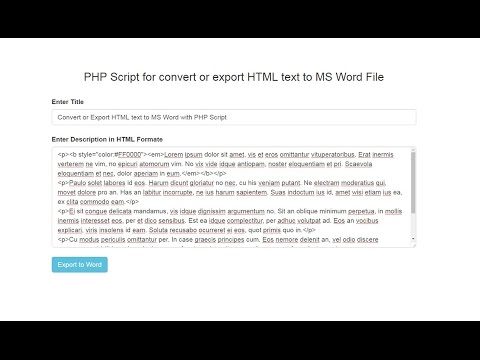 PHP Script For Convert Or Export HTML Text To MS Word File