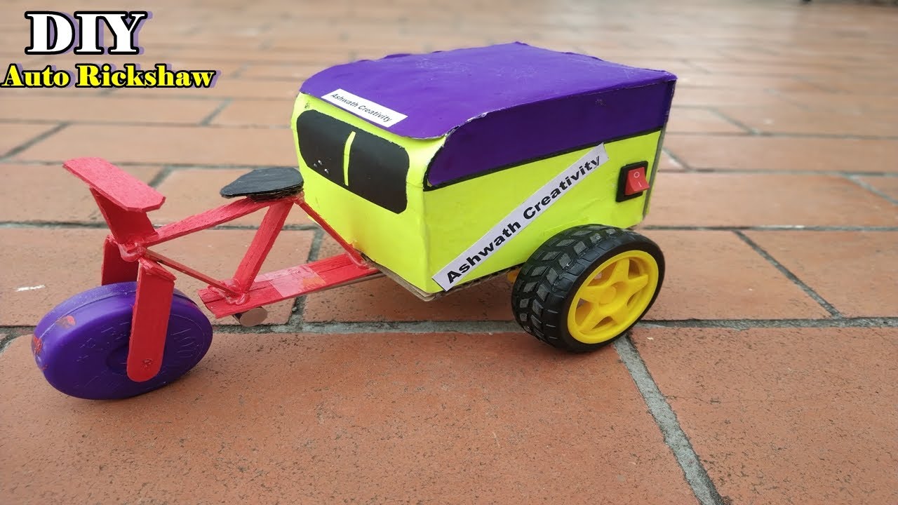 how to make cycle rickshaw at home - Diy Cardboard Box Electric ...
