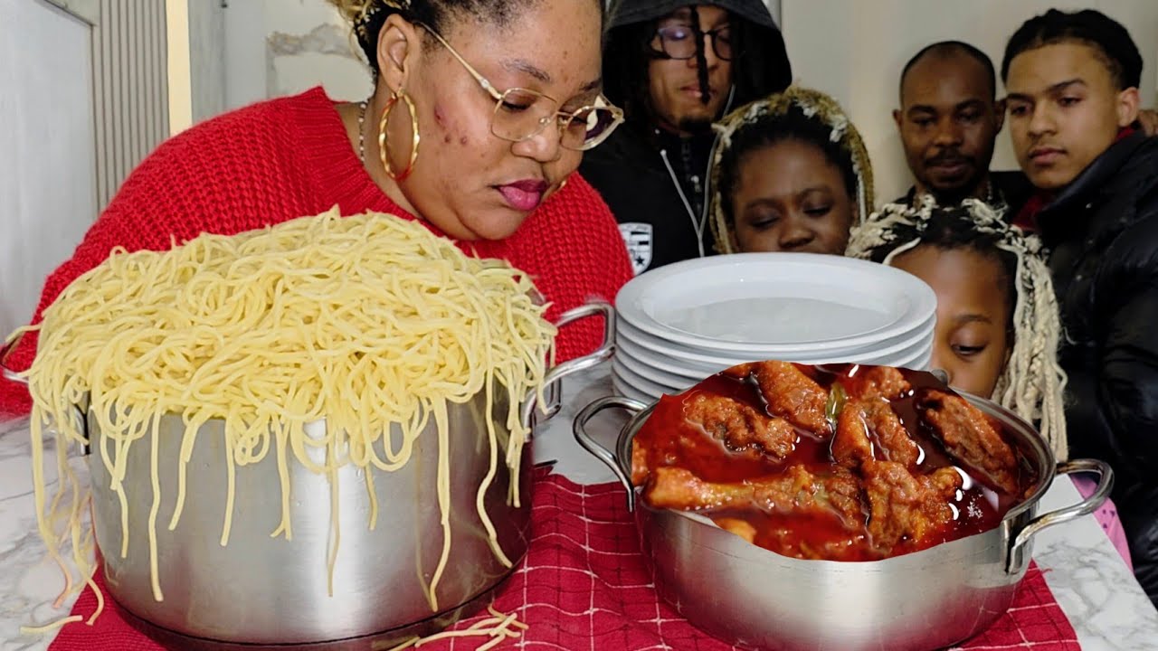 Приготовьте ужин для моей семьи из 8 человек | Спагетти с куриным рагу