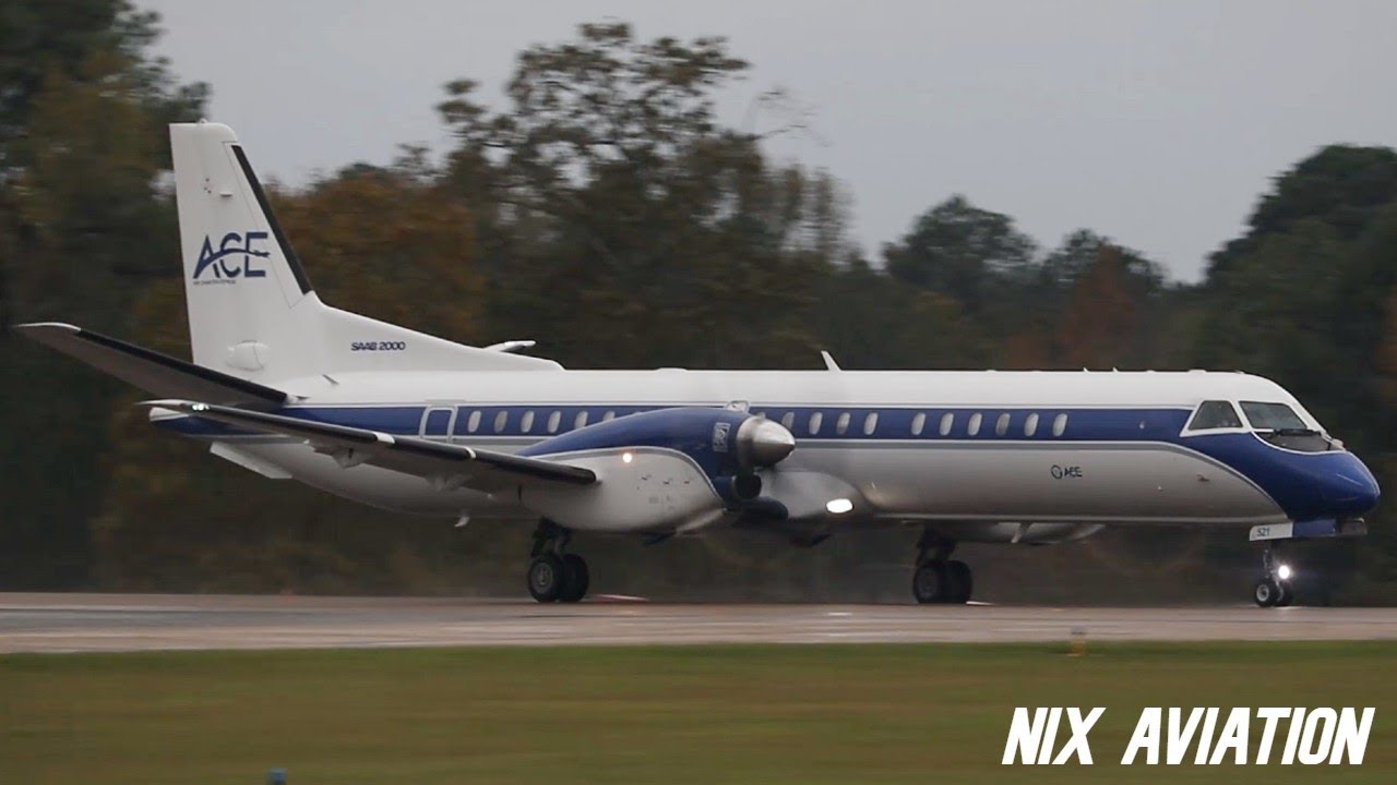 Saab 2000 Takeoff @ Oxford - Air Charter Express - Plane Spotting
