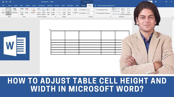 How to adjust table cell width and height in Microsoft word?