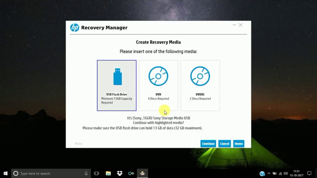 hp software recovery windows 7 boot usb download