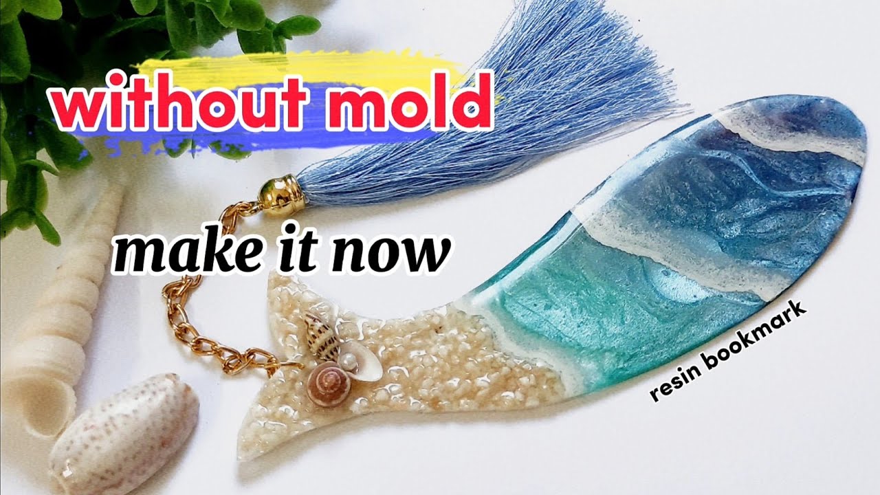 ocean resin bookmark full tutorial (without mold)my resin crafts 