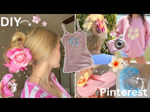 🍧 PINTEREST DIYS: flower claw clip, flip flops, headphone case, patchwork shirt, + more!! 𓆉°❀࿔*:･