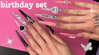 Bling Acrylic Nails ✨ | Birthday Nail Set 🎂