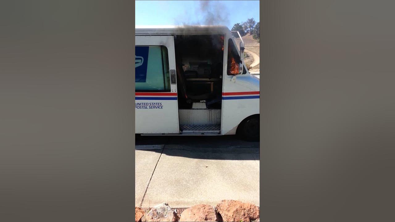 Mail truck catches on fire!!! YouTube