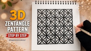 Easy Drawing 3D Zentangle Pattern  |  Relaxing Zentangle Art | Step by Step Drawing Tutorial 