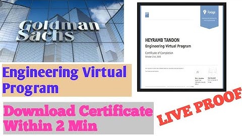 Engineering Virtual Program| Goldman Sachs| Free Certificate| Within 2 min|
