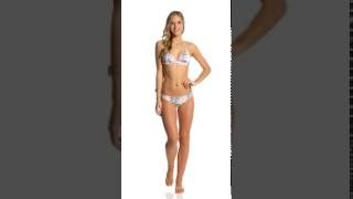 Roxy Swimwear Printed Strappy Love Reversible Fixed Triangle Bikini Top | SwimOutlet.com