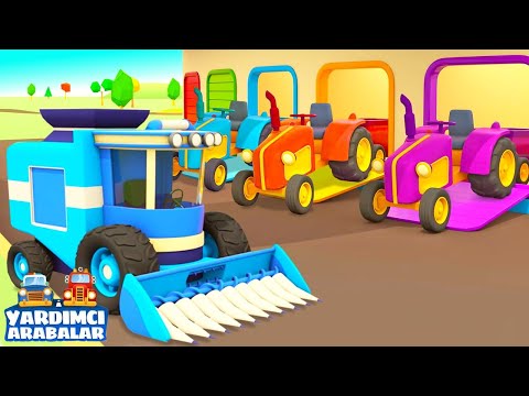 Yardımcı arabalar ile sebzeleri toplayalım. Çocuklar için eğitici çizgi film - Türkçe dublaj